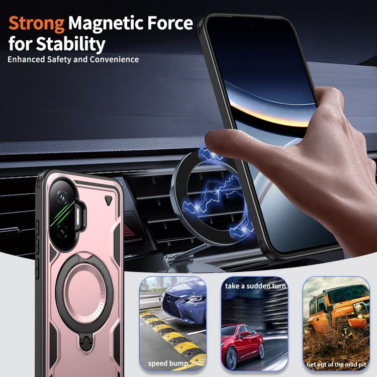 For Xiaomi Poco F7 5G PC Hybrid TPU Armor MagSafe Ring Holder Phone Case