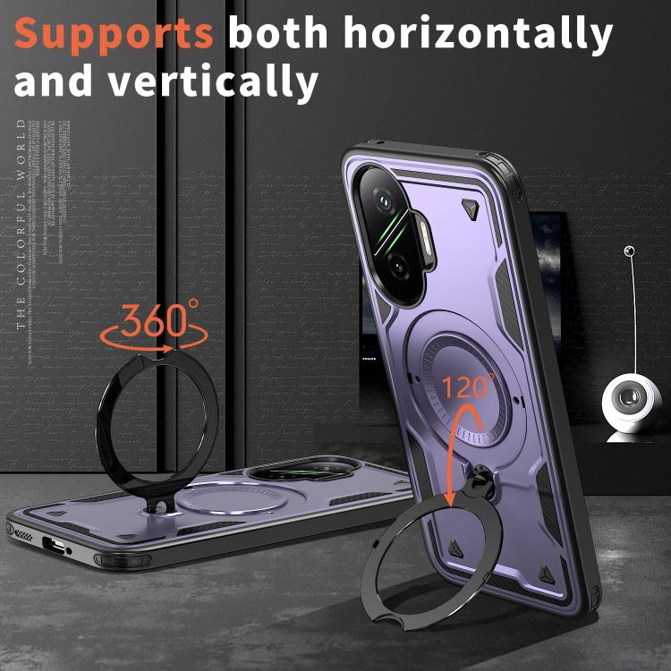 For Xiaomi Poco F7 5G PC Hybrid TPU Armor MagSafe Ring Holder Phone Case