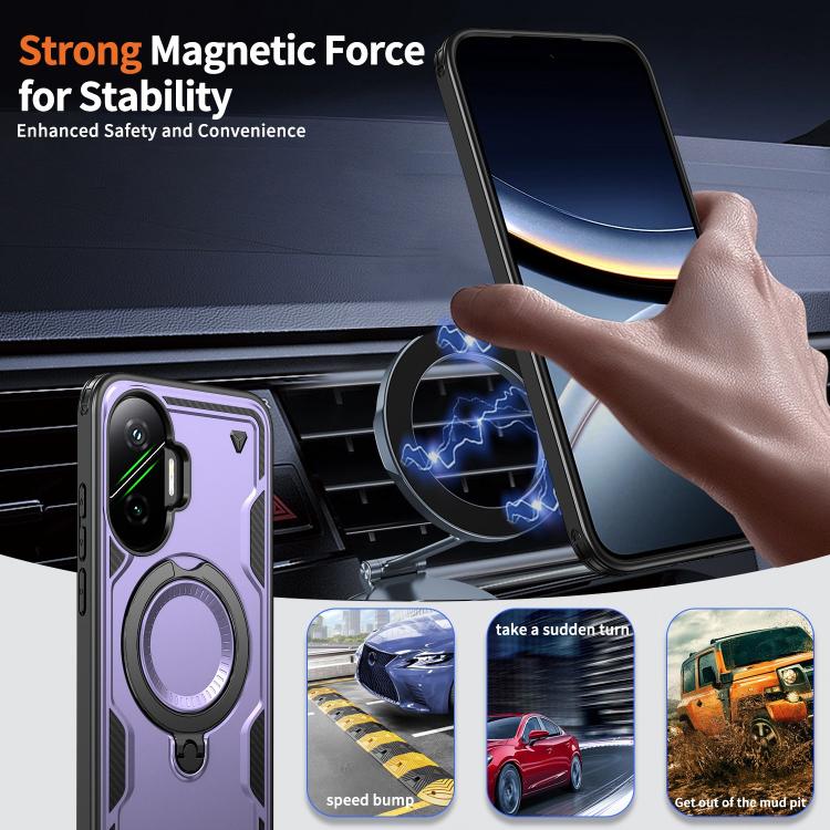 For Xiaomi Poco F7 5G PC Hybrid TPU Armor MagSafe Ring Holder Phone Case