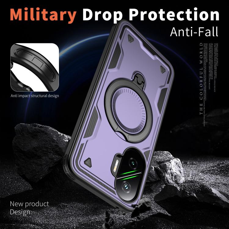 For Xiaomi Poco F7 5G PC Hybrid TPU Armor MagSafe Ring Holder Phone Case