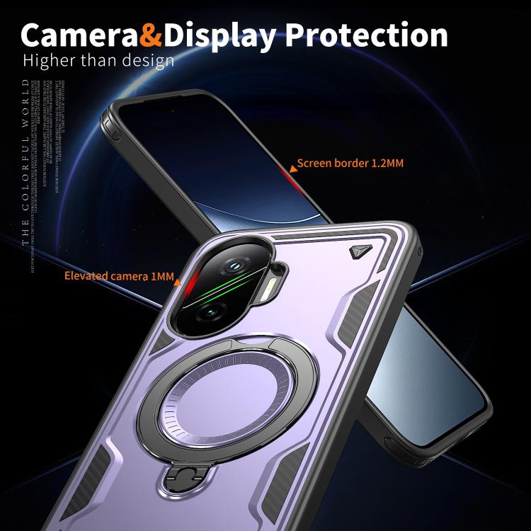 For Xiaomi Poco F7 5G PC Hybrid TPU Armor MagSafe Ring Holder Phone Case