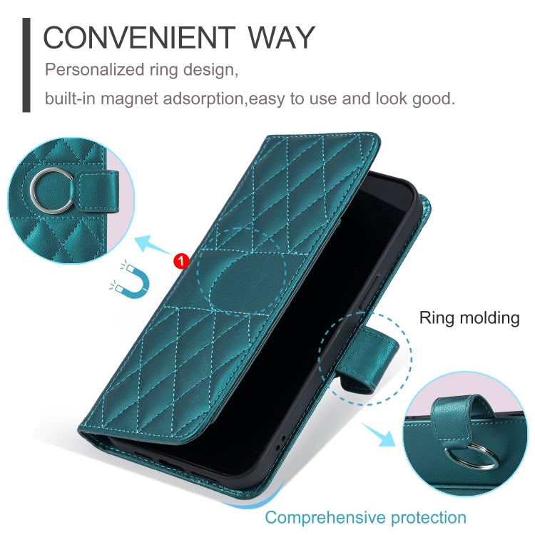 For Samsung Galaxy A55 5G Ring Buckle Rhombic Leather Phone Case