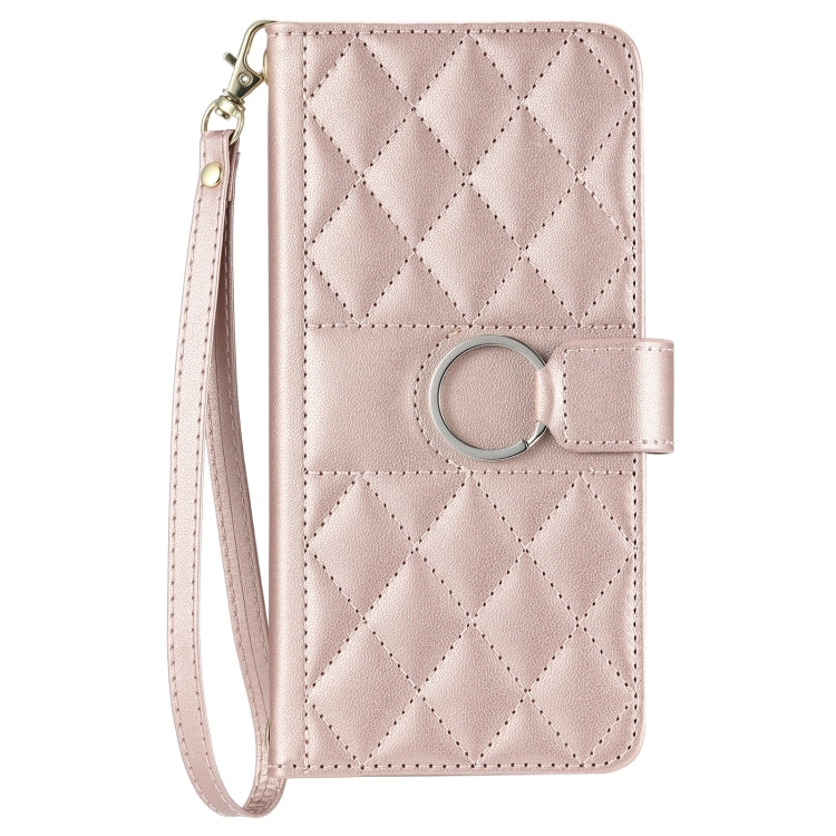 For Samsung Galaxy A55 5G Ring Buckle Rhombic Leather Phone Case