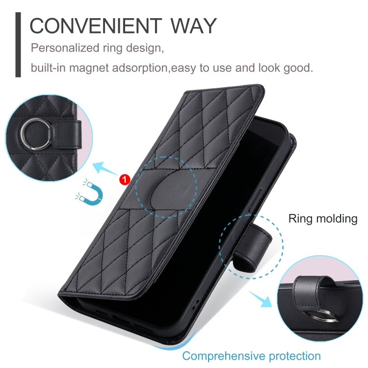 For Samsung Galaxy A25 5G Ring Buckle Rhombic Leather Phone Case