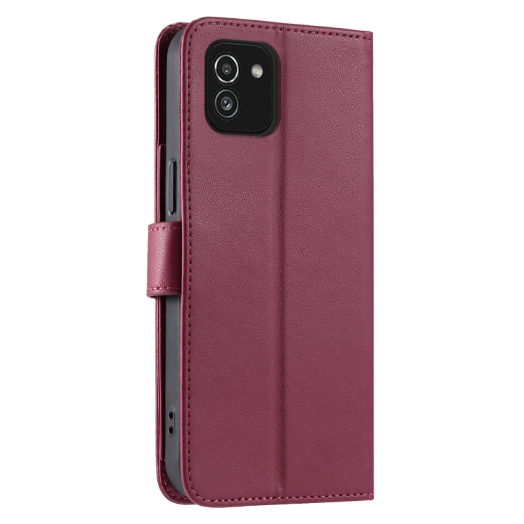 For Samsung Galaxy A03 Ring Buckle Rhombic Leather Phone Case
