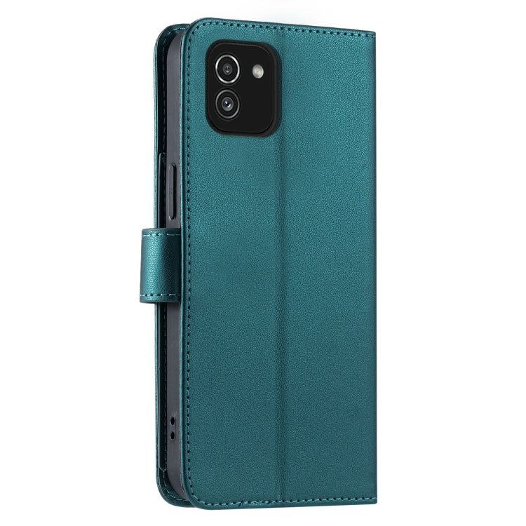 For Samsung Galaxy A03 Ring Buckle Rhombic Leather Phone Case