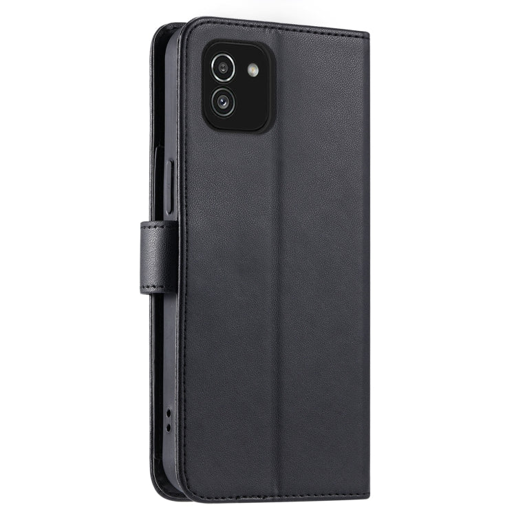 For Samsung Galaxy A03 Ring Buckle Rhombic Leather Phone Case