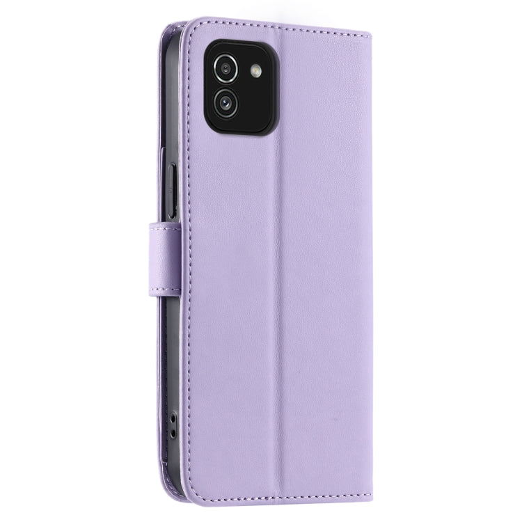 For Samsung Galaxy A03 Ring Buckle Rhombic Leather Phone Case