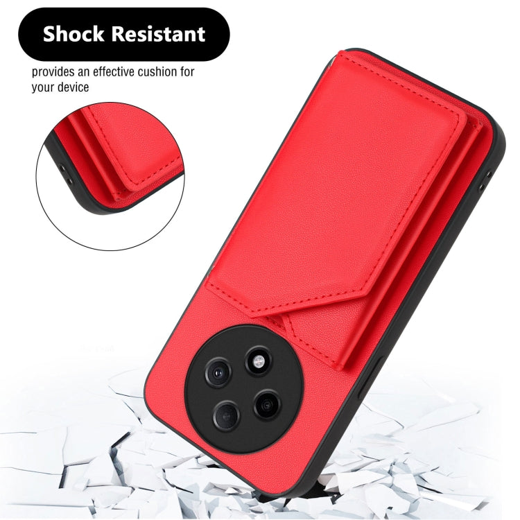 For OPPO A3 Pro Skin Feel Four Card Slots Phone Case with Wrist Strap