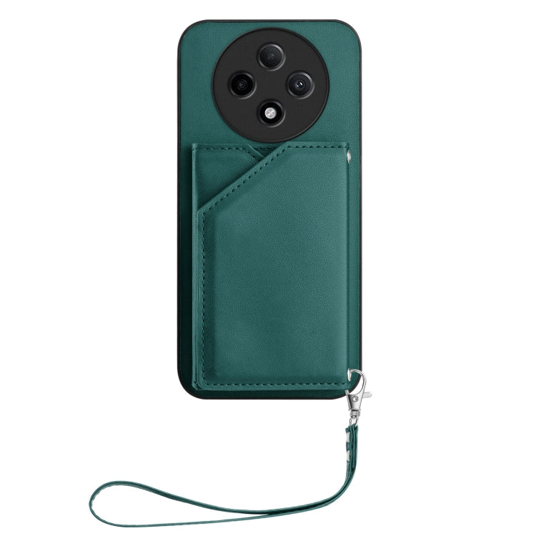 For OPPO A3 Pro Skin Feel Four Card Slots Phone Case with Wrist Strap