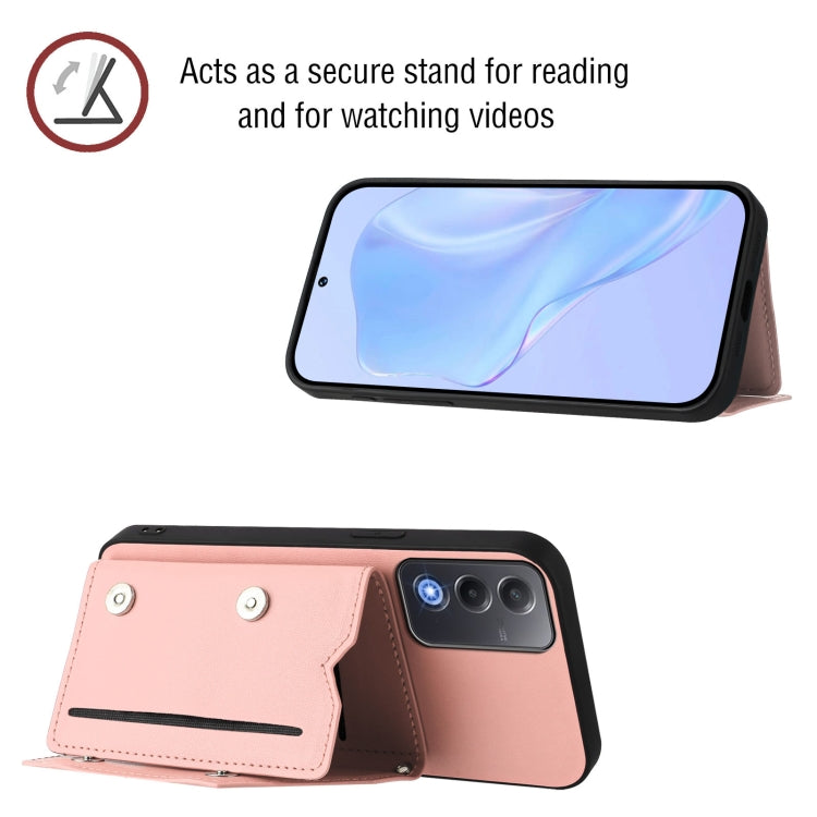 For OPPO A3 Pro Global Skin Feel Four Card Slots Phone Case with Wrist Strap