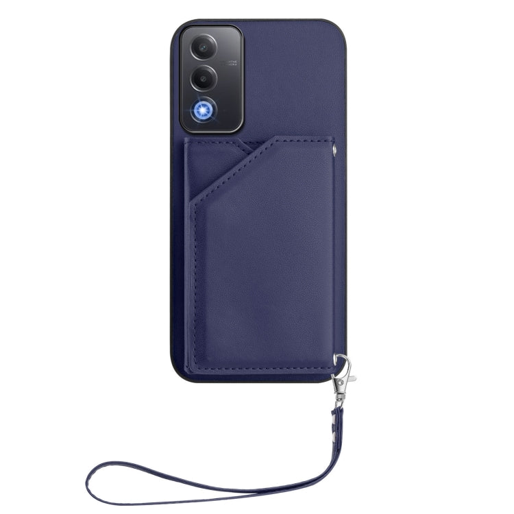 For OPPO A3 Pro Global Skin Feel Four Card Slots Phone Case with Wrist Strap