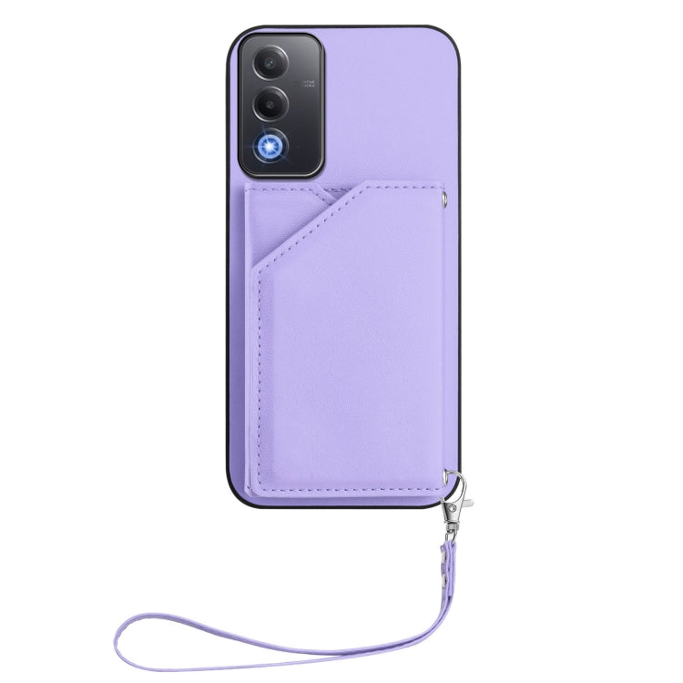 For OPPO A3 Pro Global Skin Feel Four Card Slots Phone Case with Wrist Strap