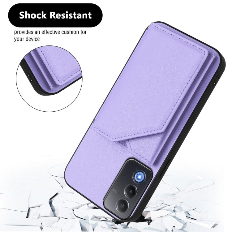 For OPPO A3 Pro Global Skin Feel Four Card Slots Phone Case with Wrist Strap