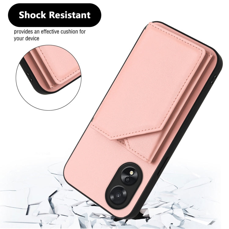 For OPPO A38 4G / A18 4G Global Skin Feel Four Card Slots Phone Case with Wrist Strap