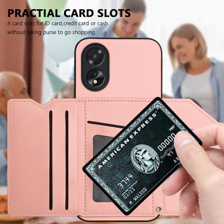 For OPPO A38 4G / A18 4G Global Skin Feel Four Card Slots Phone Case with Wrist Strap