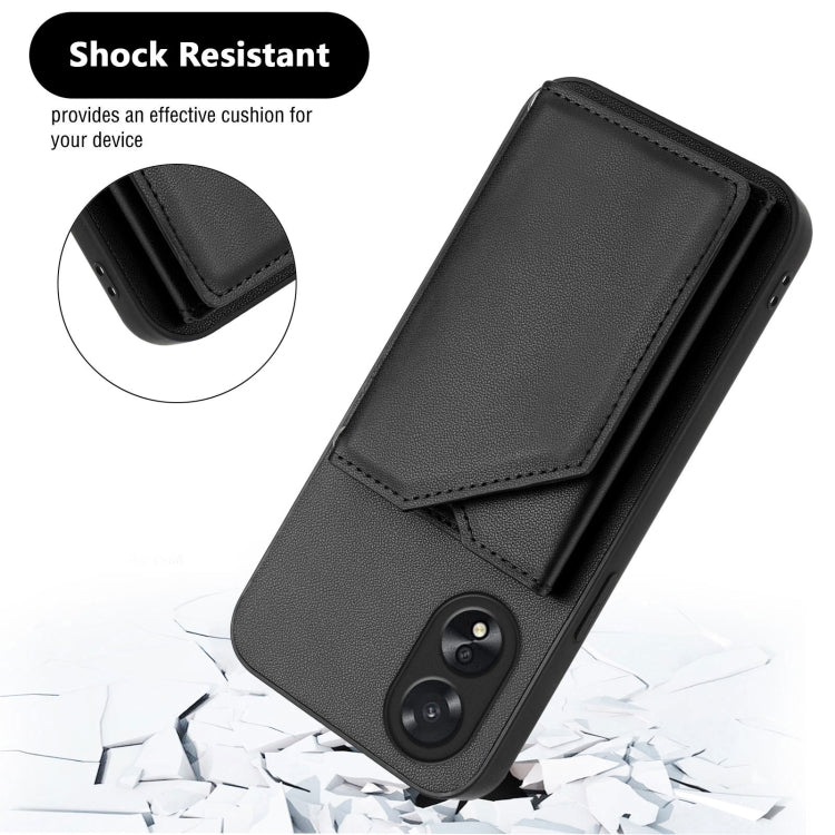 For OPPO A38 4G / A18 4G Global Skin Feel Four Card Slots Phone Case with Wrist Strap