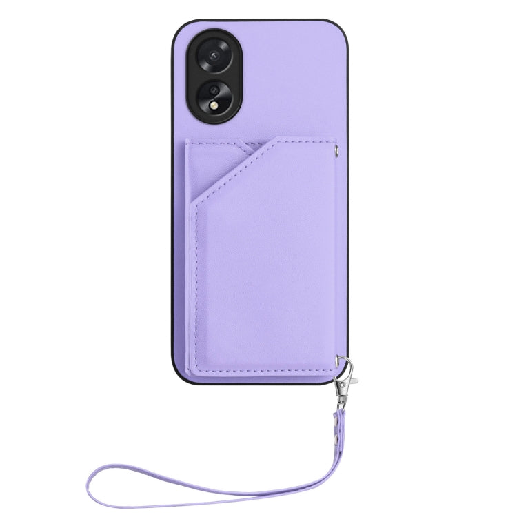 For OPPO A38 4G / A18 4G Global Skin Feel Four Card Slots Phone Case with Wrist Strap