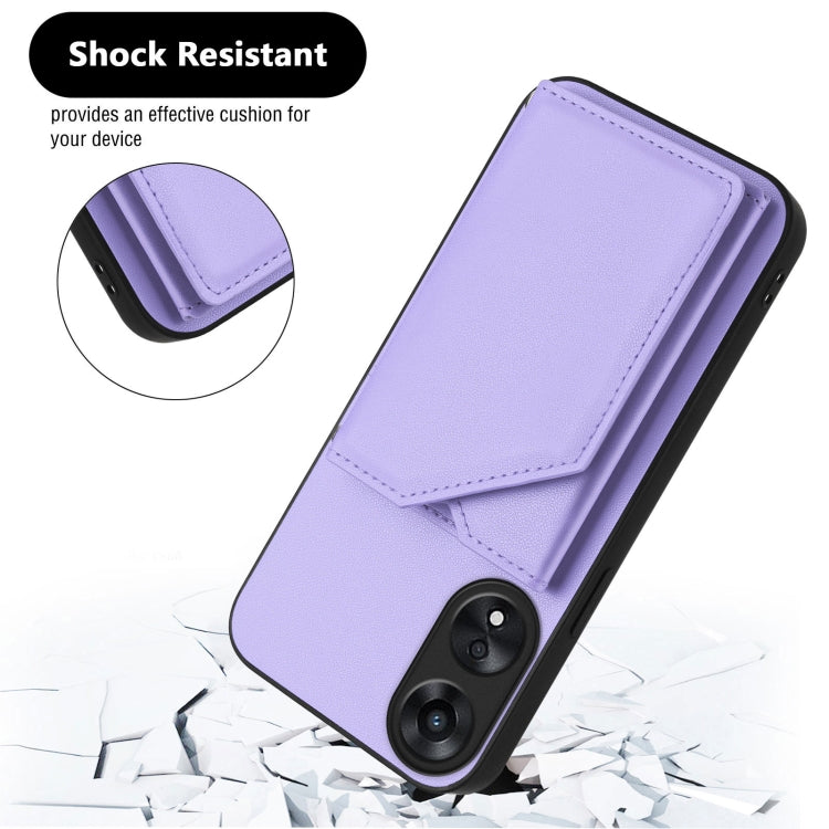 For OPPO A78 4G Global Skin Feel Four Card Slots Phone Case with Wrist Strap