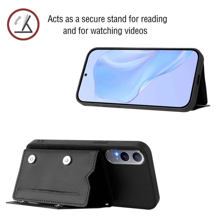 For OPPO K12X Skin Feel Four Card Slots Phone Case with Wrist Strap