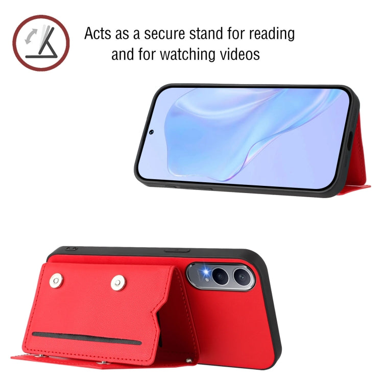 For OPPO K12X Skin Feel Four Card Slots Phone Case with Wrist Strap