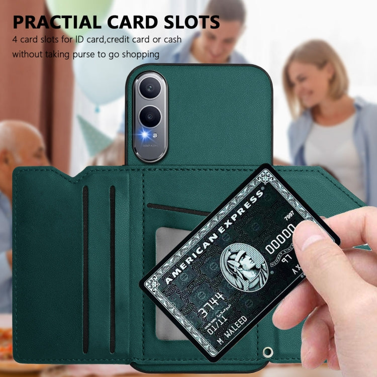 For OPPO K12X Skin Feel Four Card Slots Phone Case with Wrist Strap