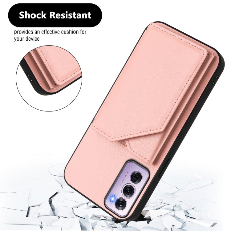 For OPPO Reno12 Pro Global Skin Feel Four Card Slots Phone Case with Wrist Strap
