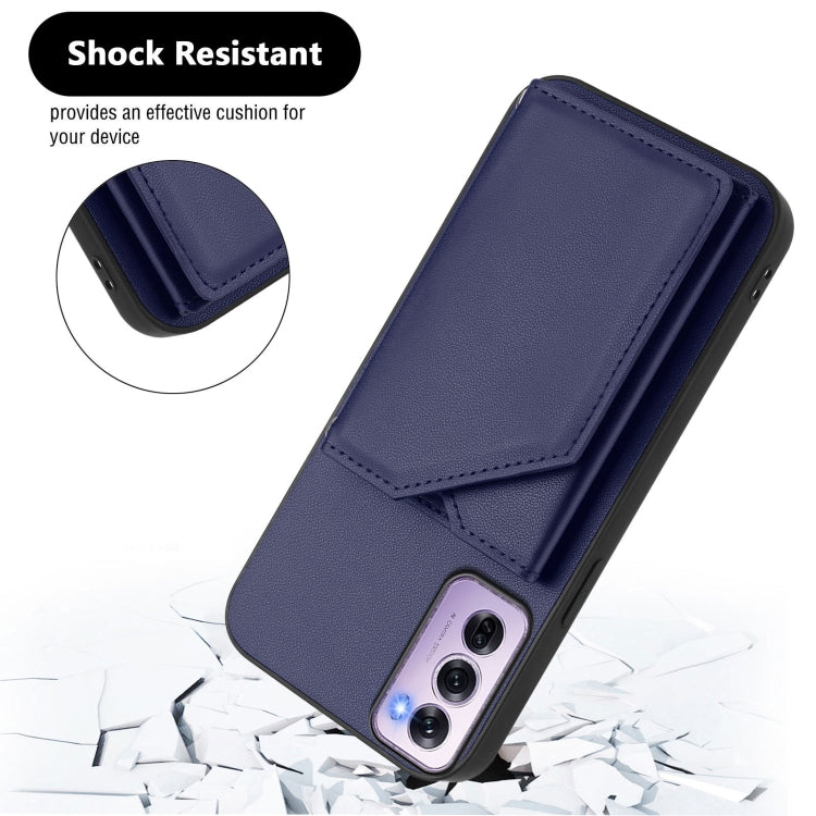 For OPPO Reno12 Pro Global Skin Feel Four Card Slots Phone Case with Wrist Strap