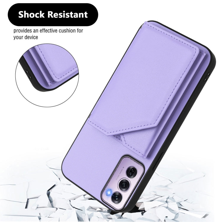 For OPPO Reno12 Pro Global Skin Feel Four Card Slots Phone Case with Wrist Strap