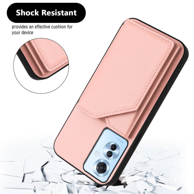 For OPPO Reno11 F / F25 Pro Skin Feel Four Card Slots Phone Case with Wrist Strap