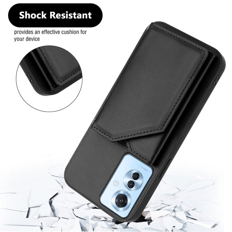 For OPPO Reno11 F / F25 Pro Skin Feel Four Card Slots Phone Case with Wrist Strap