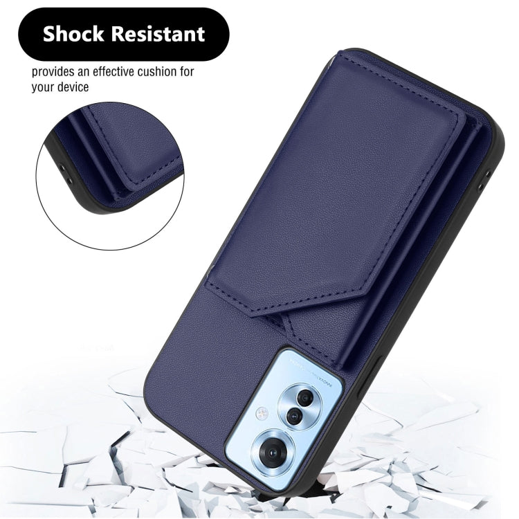 For OPPO Reno11 F / F25 Pro Skin Feel Four Card Slots Phone Case with Wrist Strap