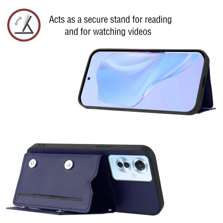 For OPPO Reno11 F / F25 Pro Skin Feel Four Card Slots Phone Case with Wrist Strap