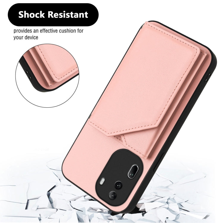 For OPPO Reno11 Pro Global Skin Feel Four Card Slots Phone Case with Wrist Strap