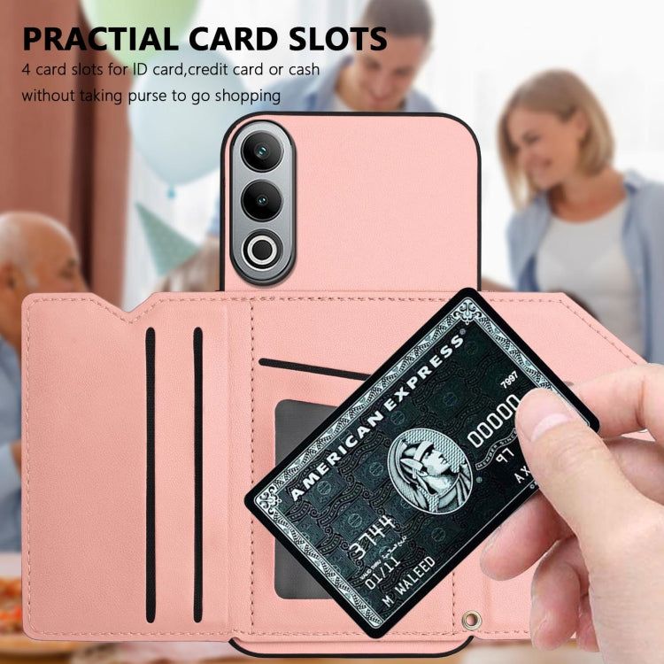 For OPPO K12 5G Skin Feel Four Card Slots Phone Case with Wrist Strap