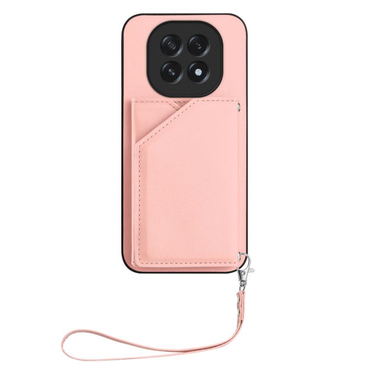 For OPPO A5 / F29 Skin Feel Four Card Slots Phone Case with Wrist Strap