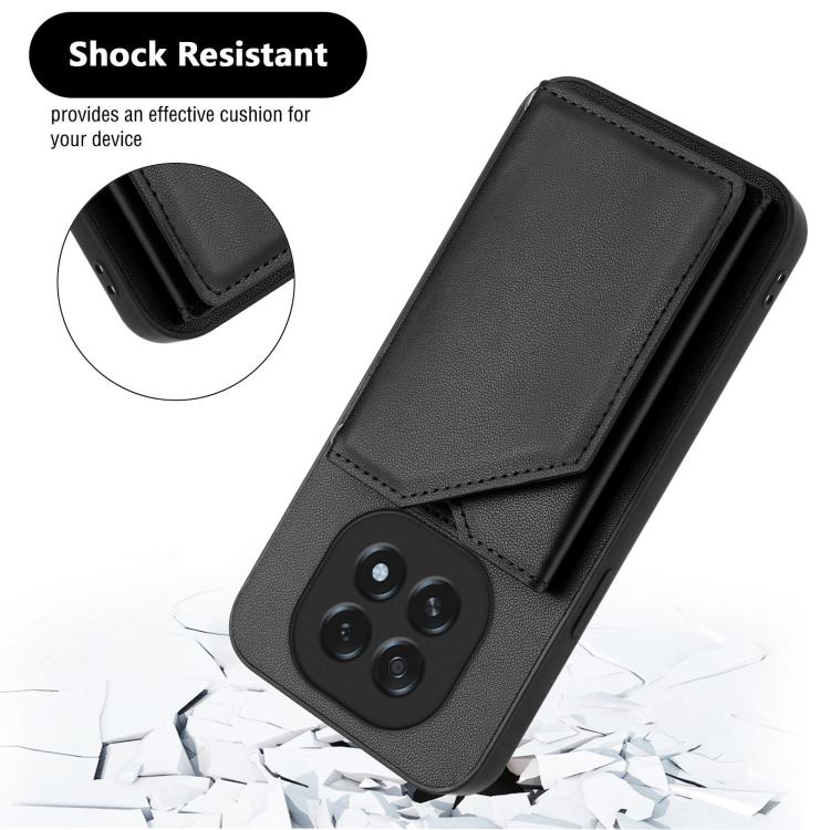 For OPPO A5 / F29 Skin Feel Four Card Slots Phone Case with Wrist Strap