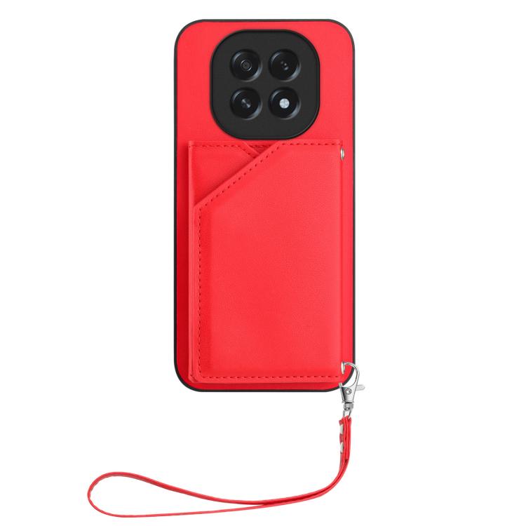 For OPPO A5 / F29 Skin Feel Four Card Slots Phone Case with Wrist Strap