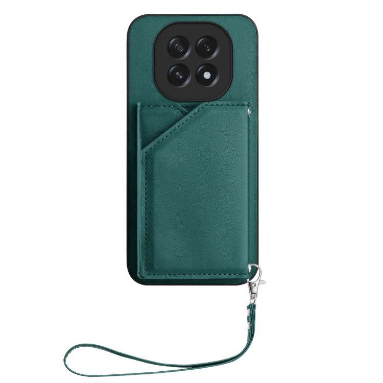 For OPPO A5 / F29 Skin Feel Four Card Slots Phone Case with Wrist Strap