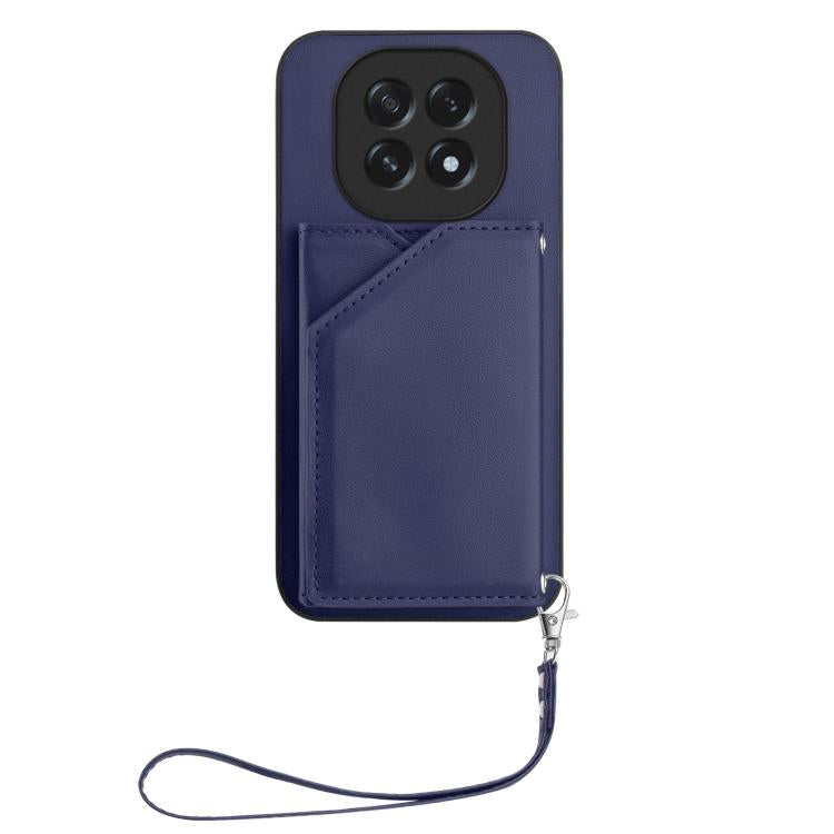For OPPO A5 / F29 Skin Feel Four Card Slots Phone Case with Wrist Strap