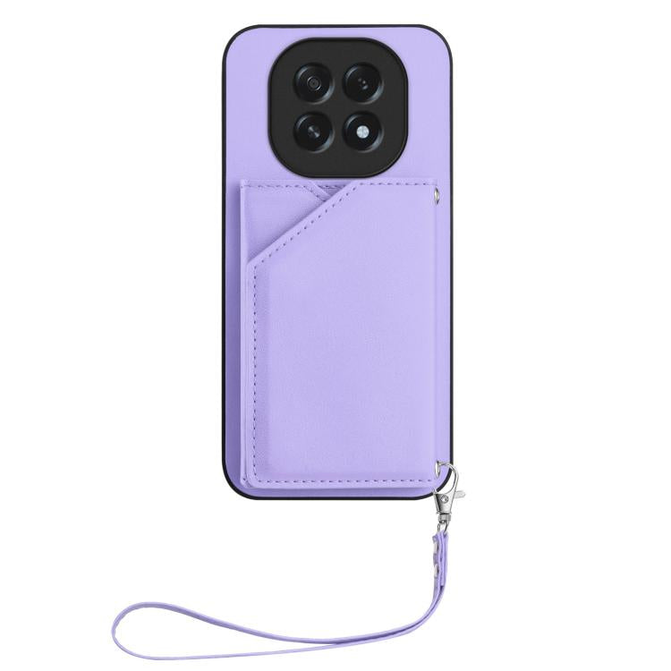 For OPPO A5 / F29 Skin Feel Four Card Slots Phone Case with Wrist Strap