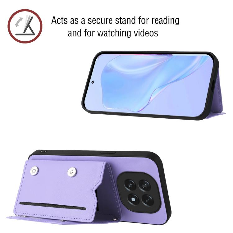 For OPPO A5 / F29 Skin Feel Four Card Slots Phone Case with Wrist Strap