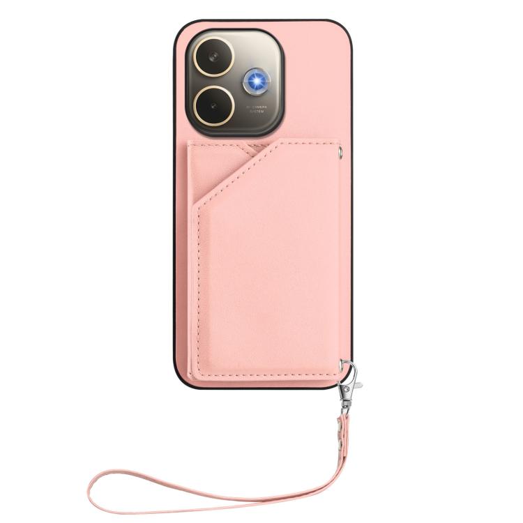 For OPPO A5 Energy / A5 Pro 5G Global Skin Feel Four Card Slots Phone Case with Wrist Strap