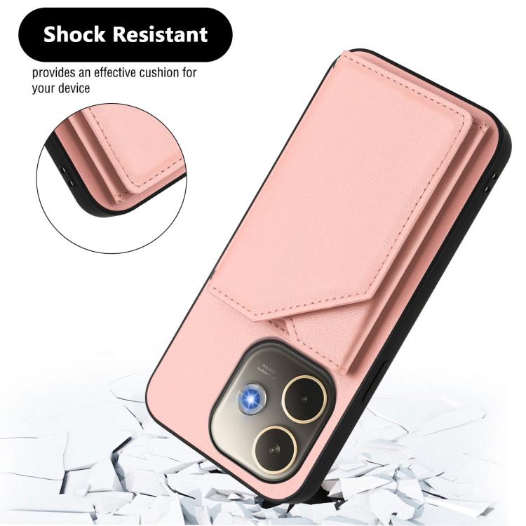 For OPPO A5 Energy / A5 Pro 5G Global Skin Feel Four Card Slots Phone Case with Wrist Strap
