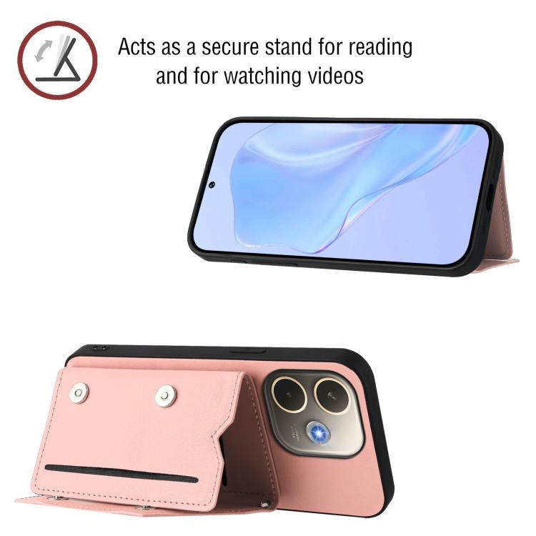 For OPPO A5 Energy / A5 Pro 5G Global Skin Feel Four Card Slots Phone Case with Wrist Strap