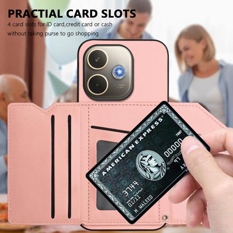 For OPPO A5 Energy / A5 Pro 5G Global Skin Feel Four Card Slots Phone Case with Wrist Strap