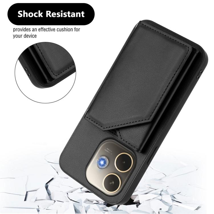 For OPPO A5 Energy / A5 Pro 5G Global Skin Feel Four Card Slots Phone Case with Wrist Strap