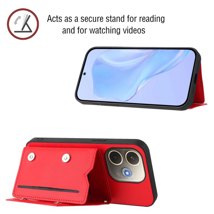 For OPPO A5 Energy / A5 Pro 5G Global Skin Feel Four Card Slots Phone Case with Wrist Strap