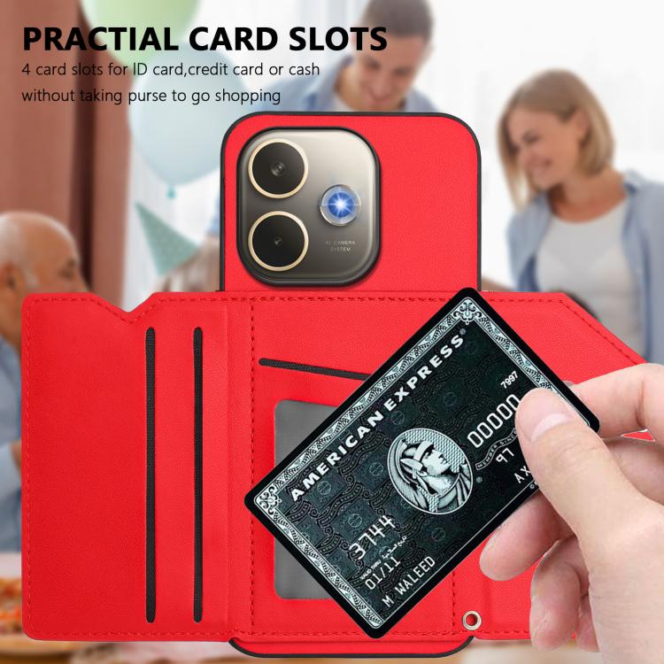 For OPPO A5 Energy / A5 Pro 5G Global Skin Feel Four Card Slots Phone Case with Wrist Strap