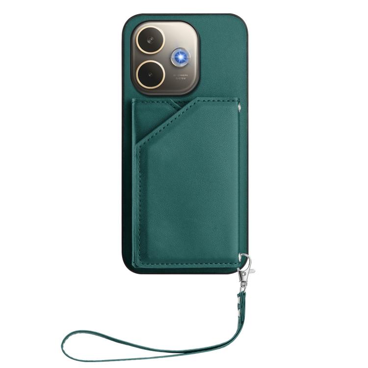 For OPPO A5 Energy / A5 Pro 5G Global Skin Feel Four Card Slots Phone Case with Wrist Strap